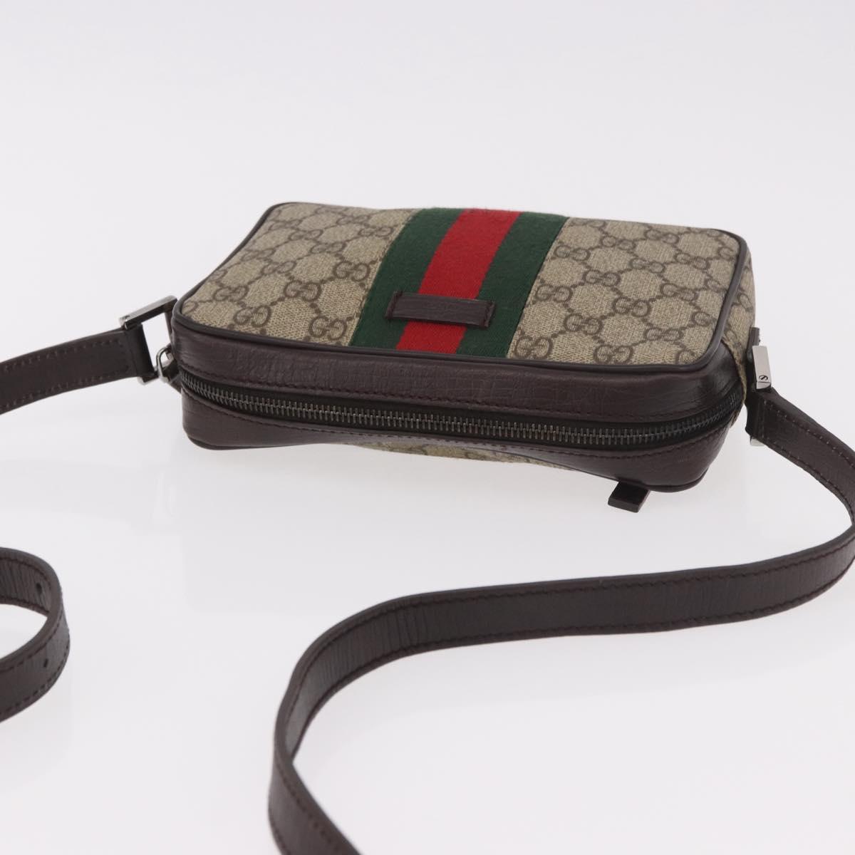 GUCCI GG Supreme Shoulder Bag PVC Beige Silver 162910 Auth 187994V