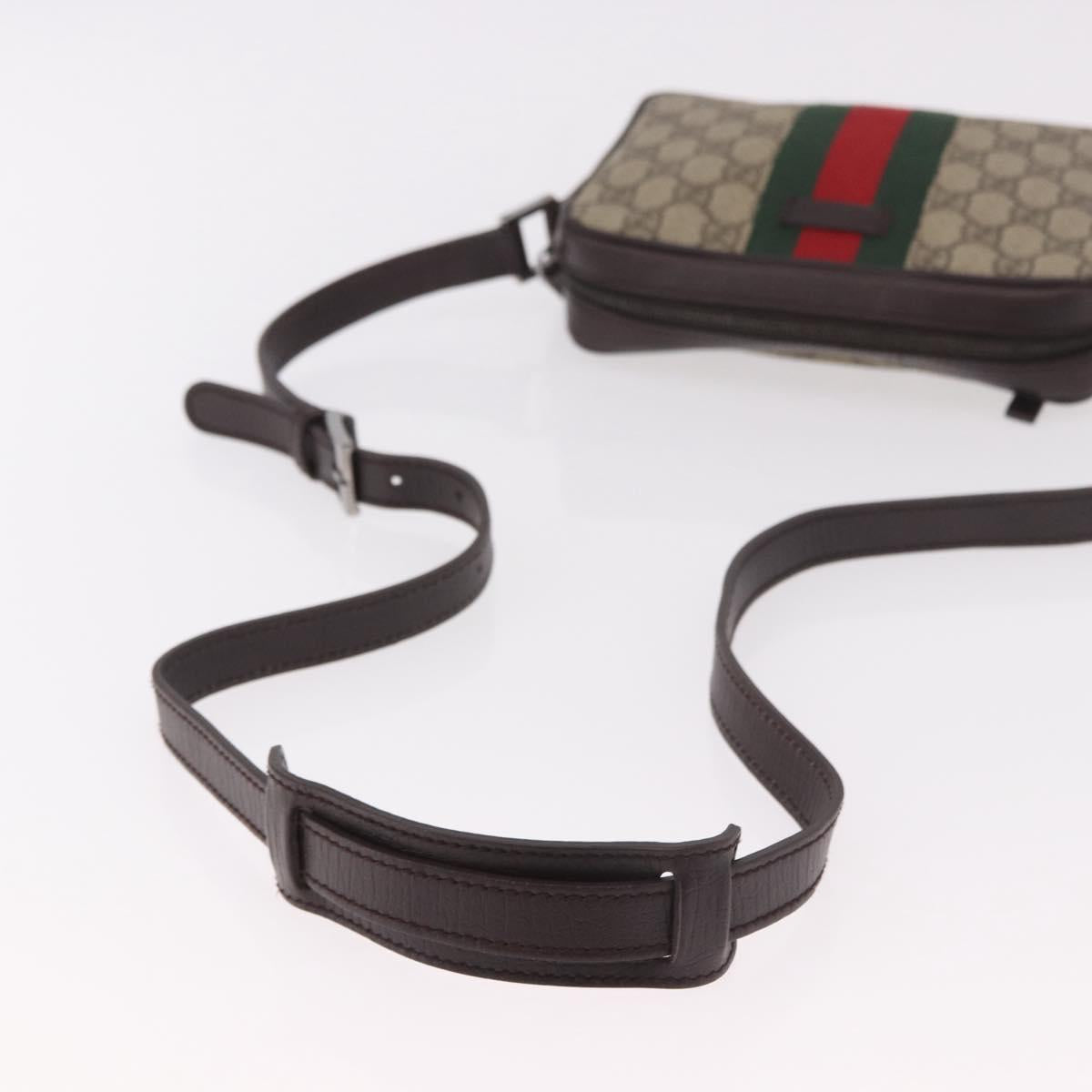 GUCCI GG Supreme Shoulder Bag PVC Beige Silver 162910 Auth 187994V