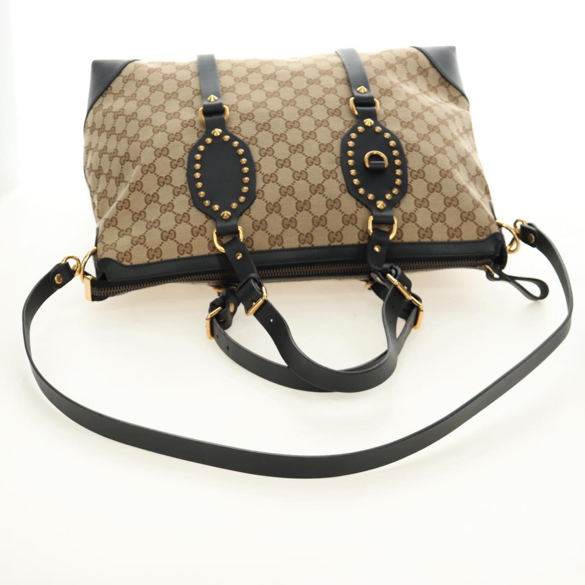 GUCCI GG Canvas Tote Bag 2way Beige Gold 296875 Auth 187995V