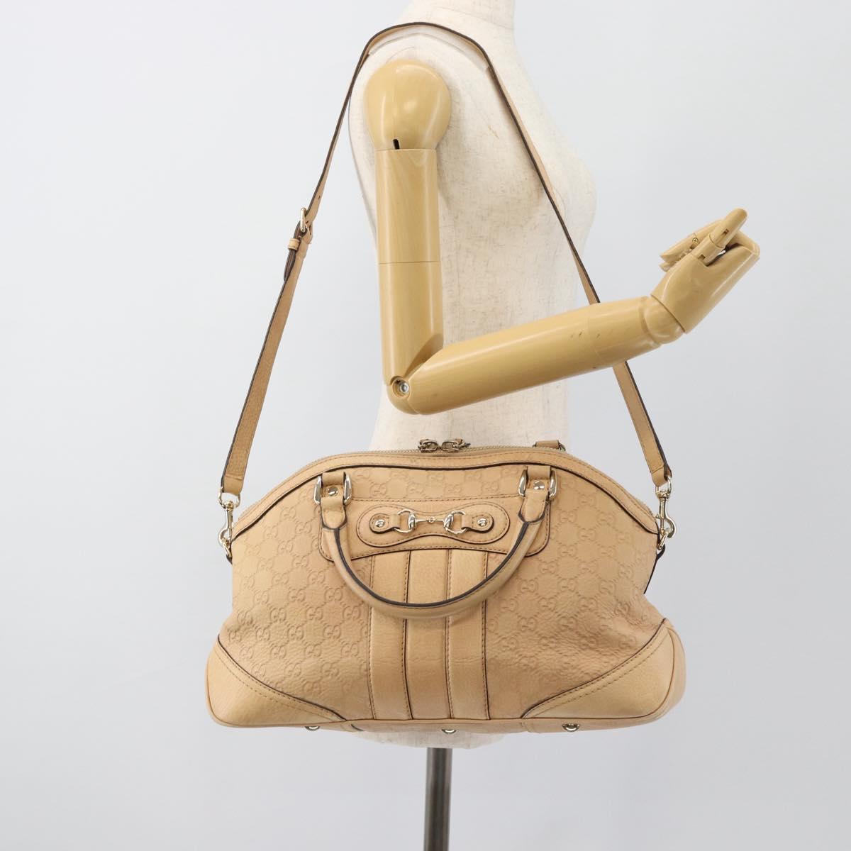 GUCCI Guccisima GG Diamante Horsebit Bag 2way Ivory Gold 247286 Auth 187997A