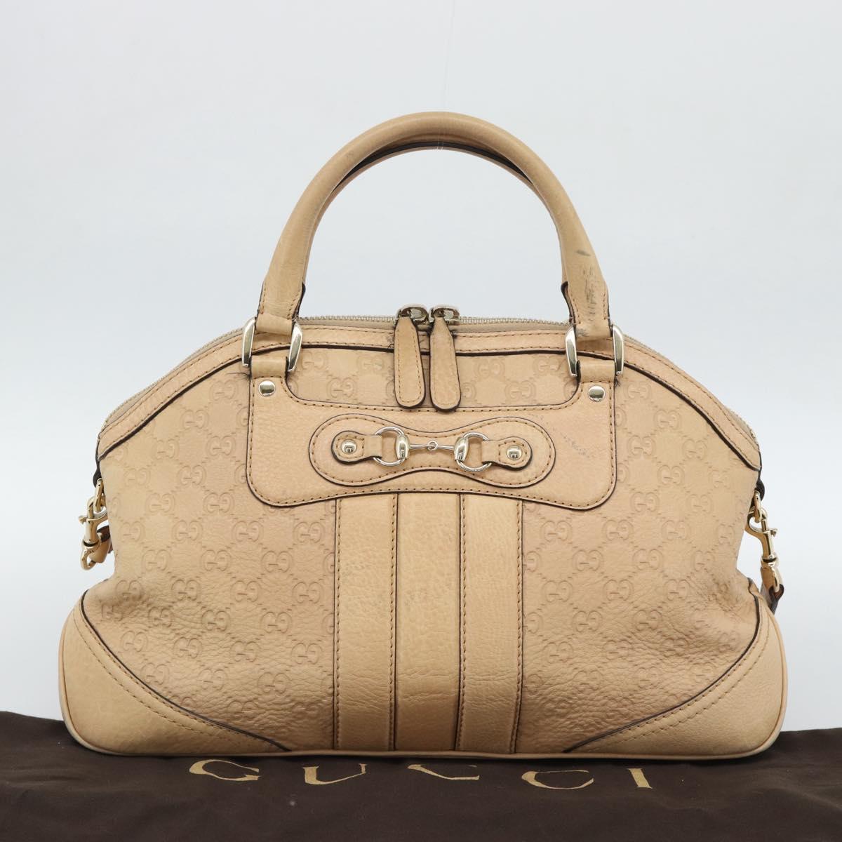 GUCCI Guccisima GG Diamante Horsebit Bag 2way Ivory Gold 247286 Auth 187997A