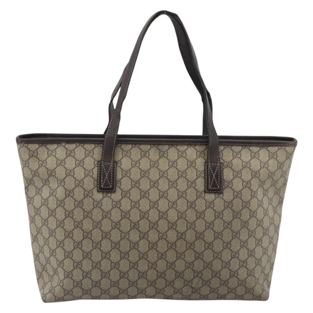 GUCCI GG Supreme Tote Bag PVC Beige 211137 Auth 188000