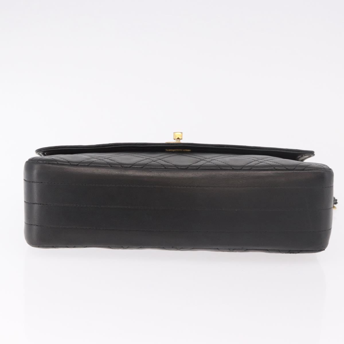 CHANEL Matelasse Chain Shoulder Bag Lamb Skin Black Gold CC Auth 188003A