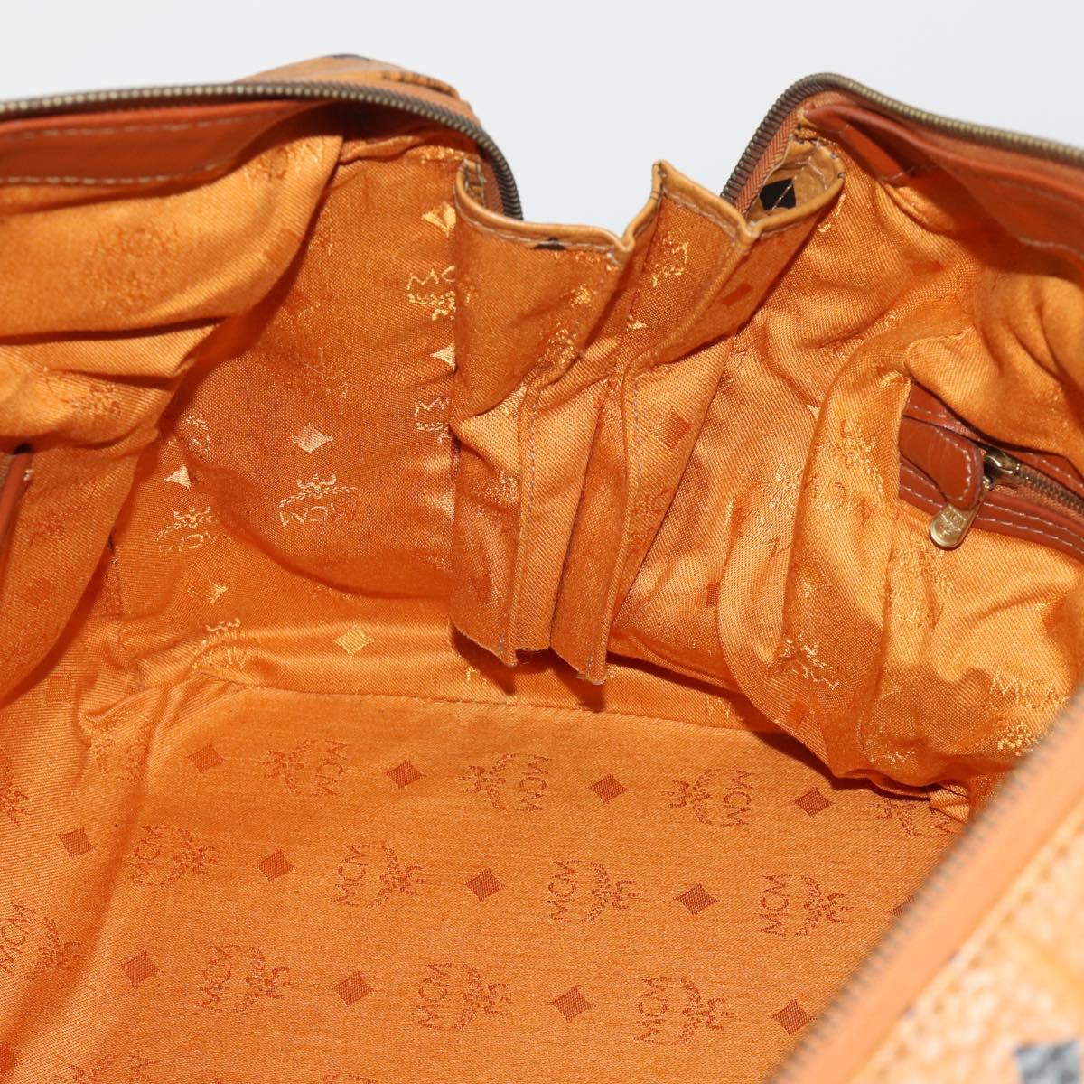 MCM Vicetos Boston Bag Leather Brown Gold Auth 188009