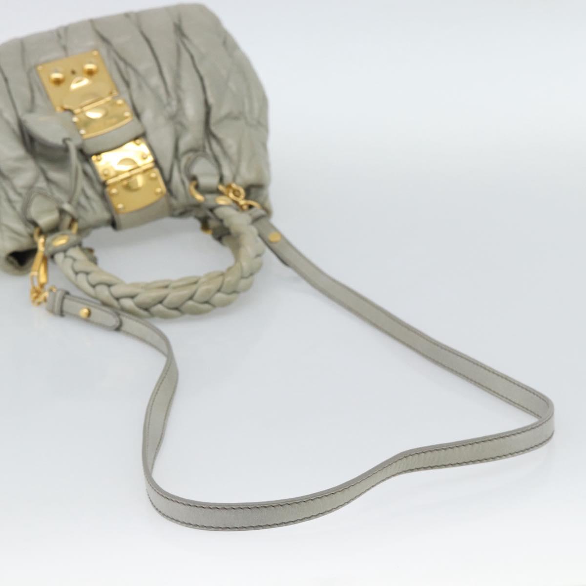 Miu Miu Matelasse Hand Bag Leather 2way Gray Gold Auth 188012V