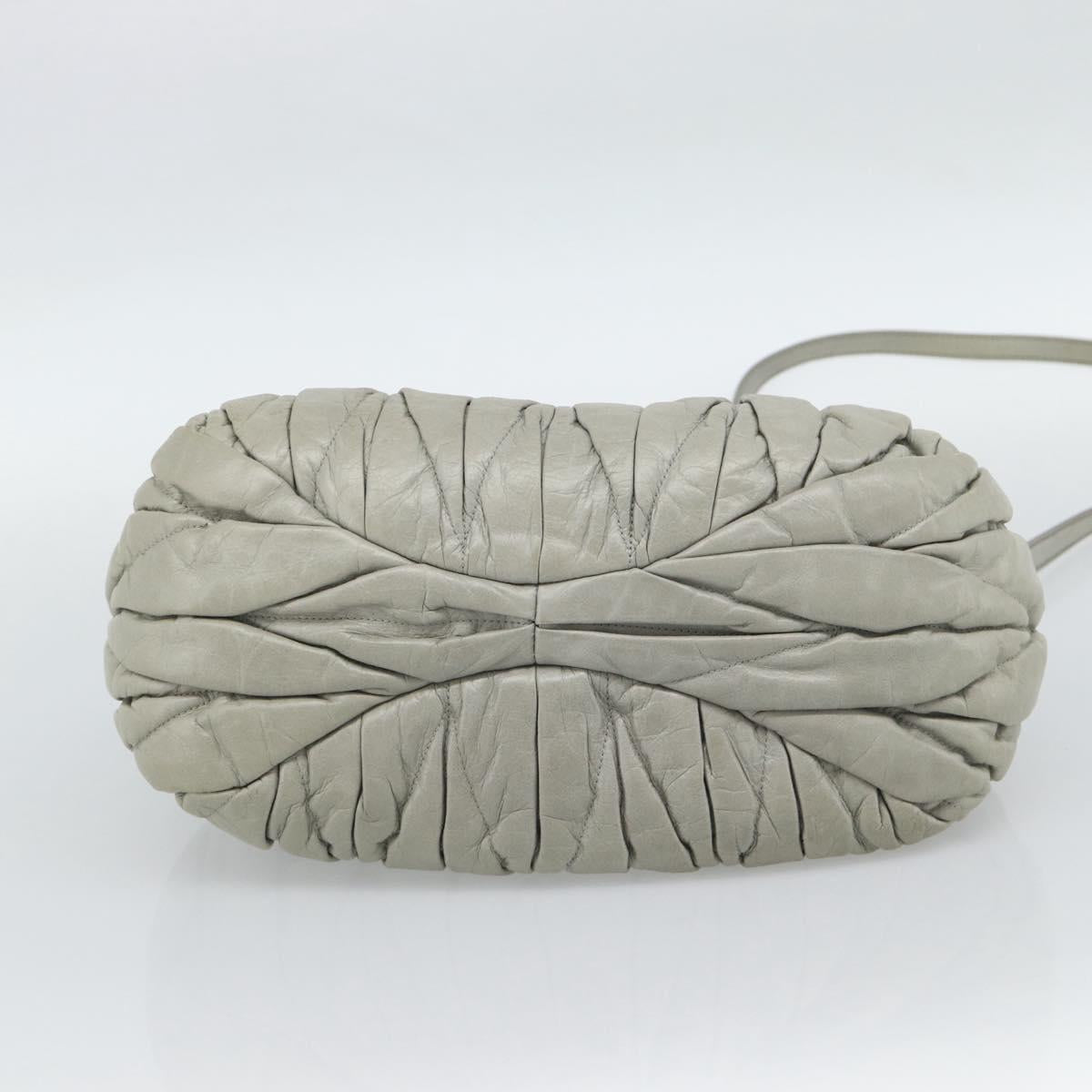 Miu Miu Matelasse Hand Bag Leather 2way Gray Gold Auth 188012V