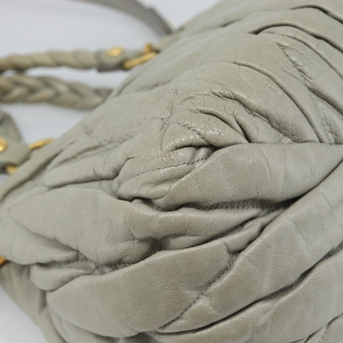 Miu Miu Matelasse Hand Bag Leather 2way Gray Gold Auth 188012V