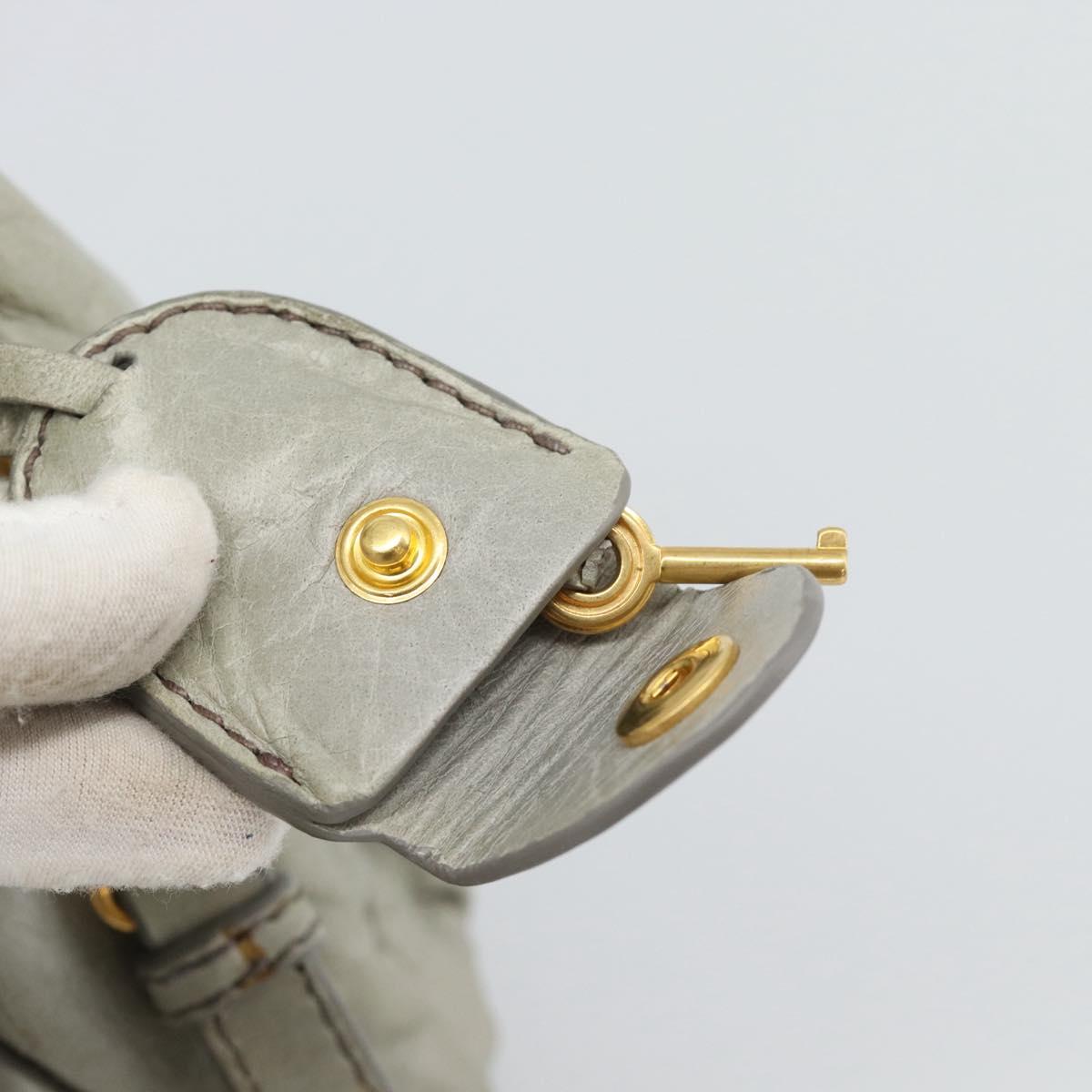 Miu Miu Matelasse Hand Bag Leather 2way Gray Gold Auth 188012V