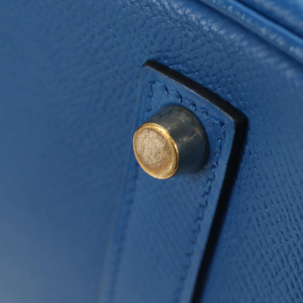 HERMES Birkin 35 Hand Bag Leather Blue Gold Auth 188015SM