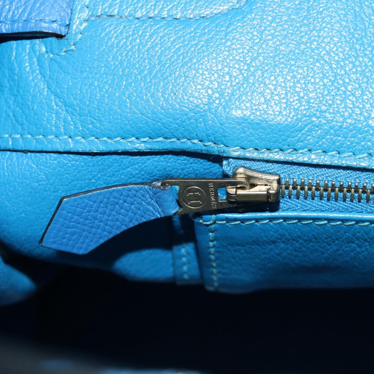 HERMES Birkin 35 Hand Bag Leather Blue Gold Auth 188015SM