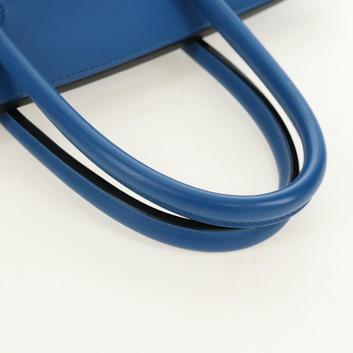 HERMES Birkin 35 Hand Bag Leather Blue Gold Auth 188015SM