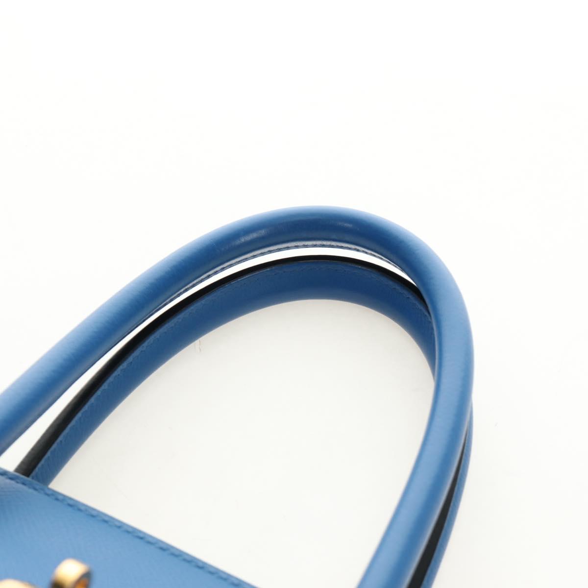 HERMES Birkin 35 Hand Bag Leather Blue Gold Auth 188015SM