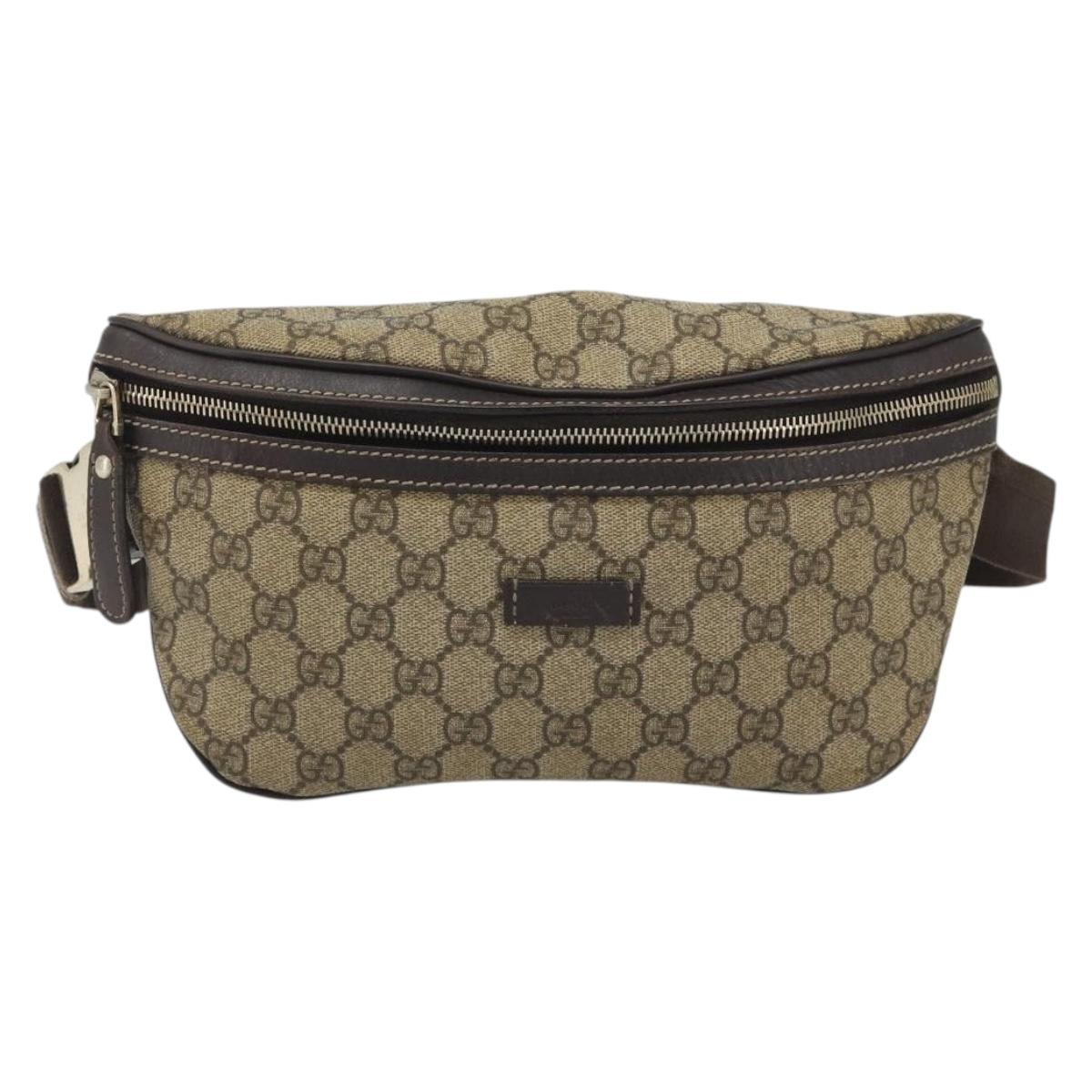 GUCCI GG Supreme Body Bag Body Bag PVC Beige 233269 Auth 188048A