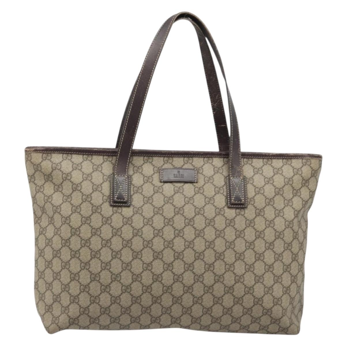 GUCCI GG Supreme Tote Bag PVC Beige Auth 188049