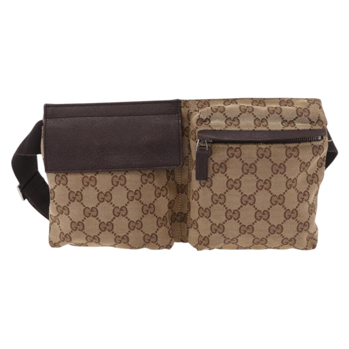 GUCCI GG Canvas Waist bag Beige 28566 Auth 188050