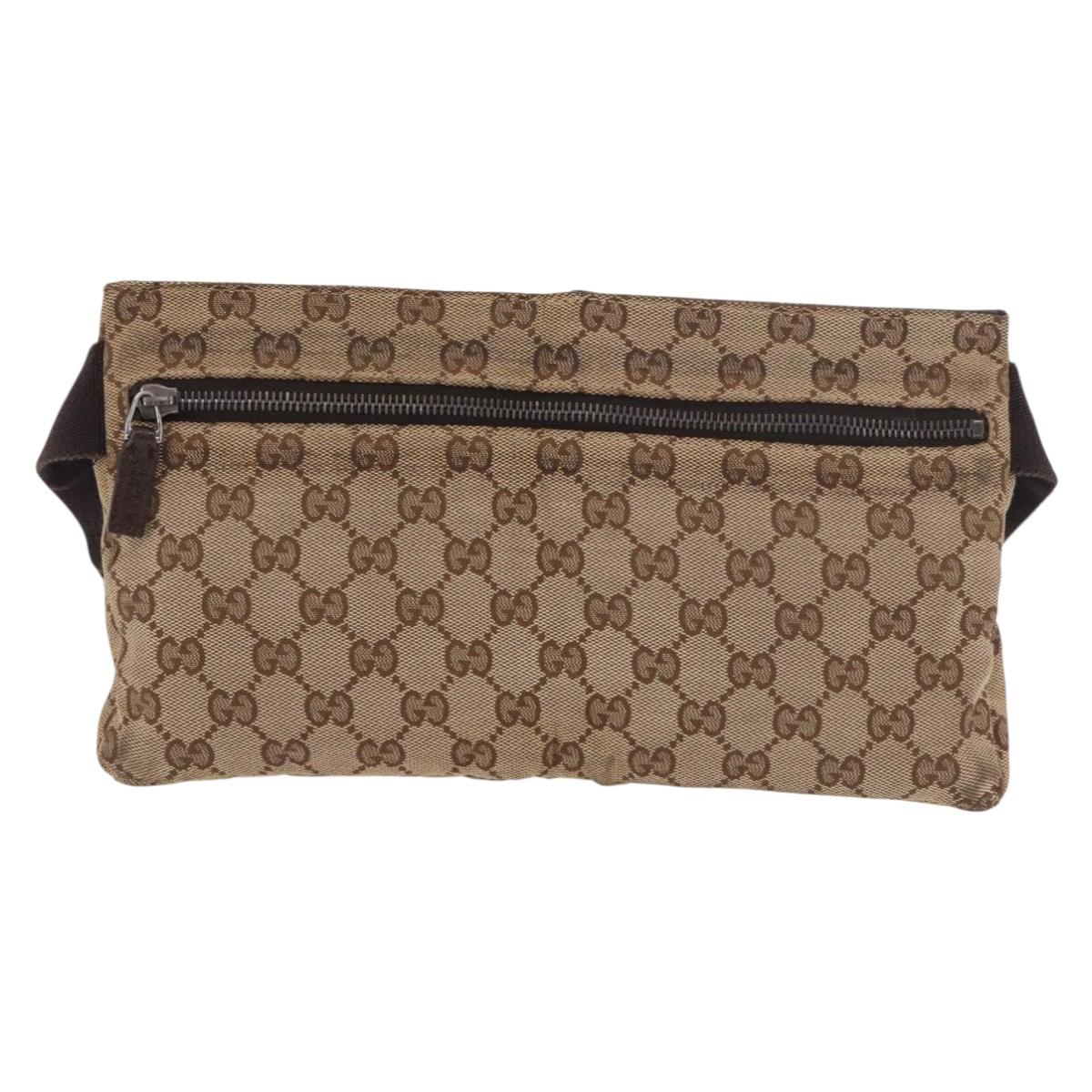 GUCCI GG Canvas Waist bag Beige 28566 Auth 188050