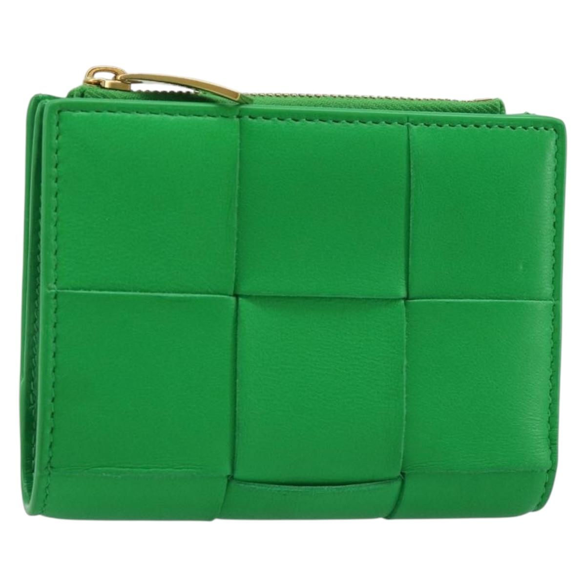 BOTTEGA VENETA MAXI INTRECCIATO Cassette Wallet Leather Green Auth 188052A