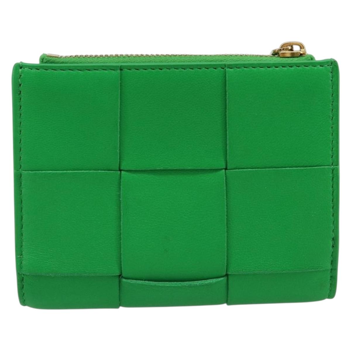 BOTTEGA VENETA MAXI INTRECCIATO Cassette Wallet Leather Green Auth 188052A