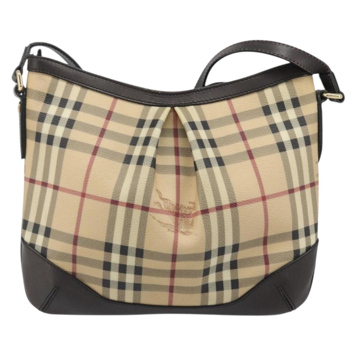 BURBERRY Nova Check Shoulder Bag Canvas Beige Auth 188055A
