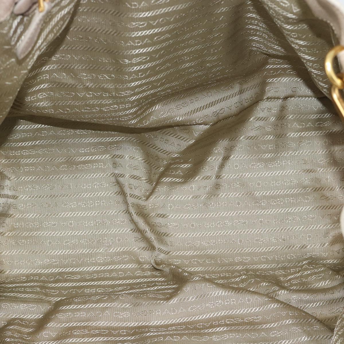 PRADA Tote Bag Leather 2way Beige Auth 188056