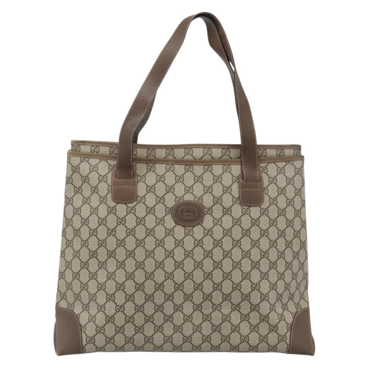 GUCCI GG Supreme Tote Bag PVC Beige Auth 188057