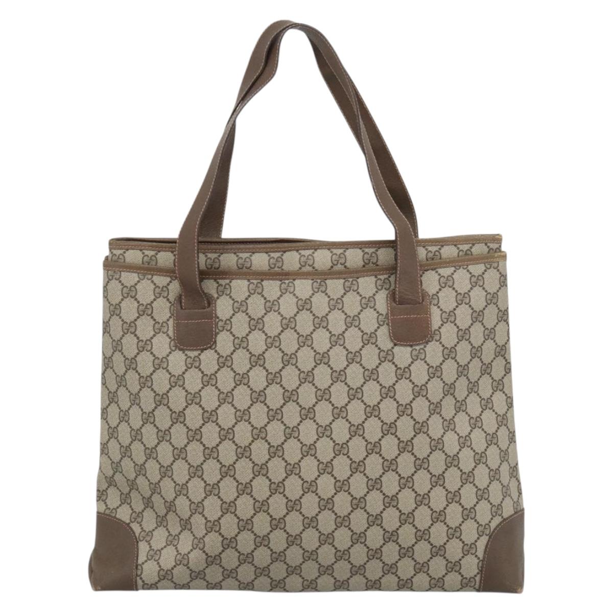GUCCI GG Supreme Tote Bag PVC Beige Auth 188057
