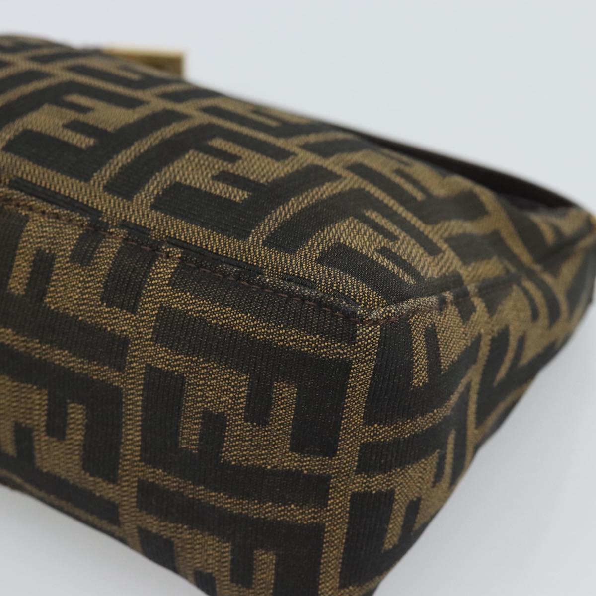 FENDI Zucca Canvas Pouch Brown Black Auth 188060A