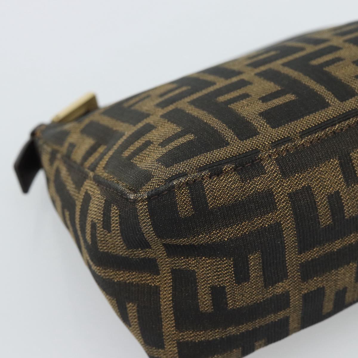 FENDI Zucca Canvas Pouch Brown Black Auth 188060A