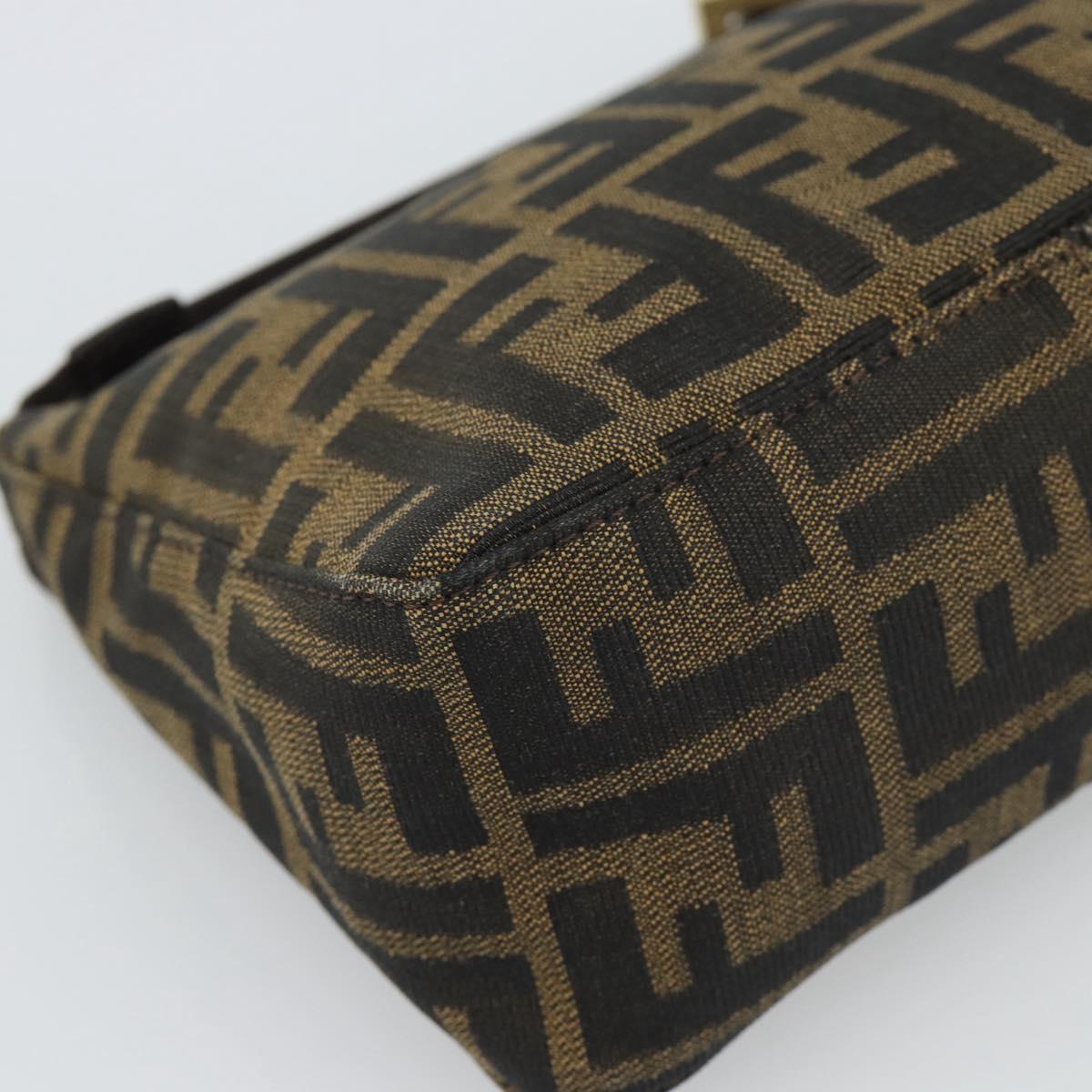 FENDI Zucca Canvas Pouch Brown Black Auth 188060A