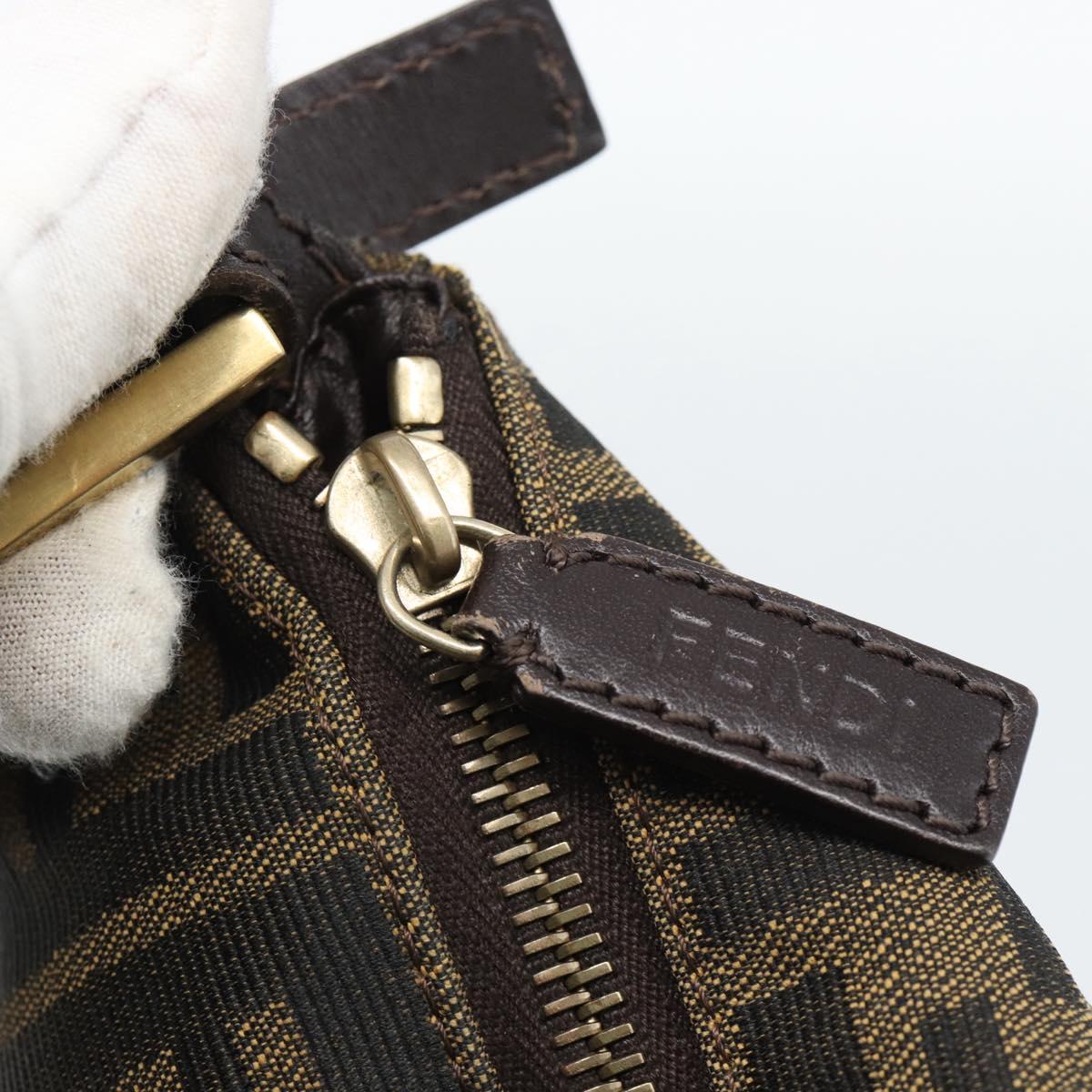 FENDI Zucca Canvas Pouch Brown Black Auth 188060A