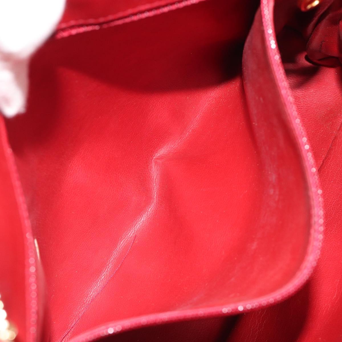 CHANEL Chain Matelasse Shoulder Bag Lamb Skin Red CC Auth 188061