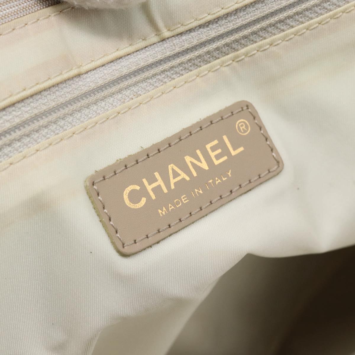 CHANEL New Travel line Tote Bag Canvas Beige CC Auth 188062A