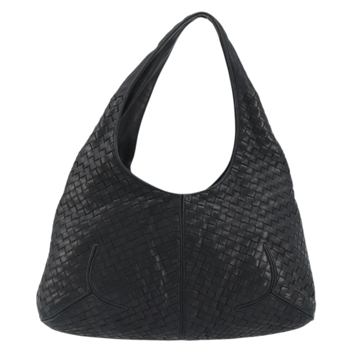 BOTTEGA VENETA INTRECCIATO Hobo Shoulder Bag Leather Black 145552 Auth 188067