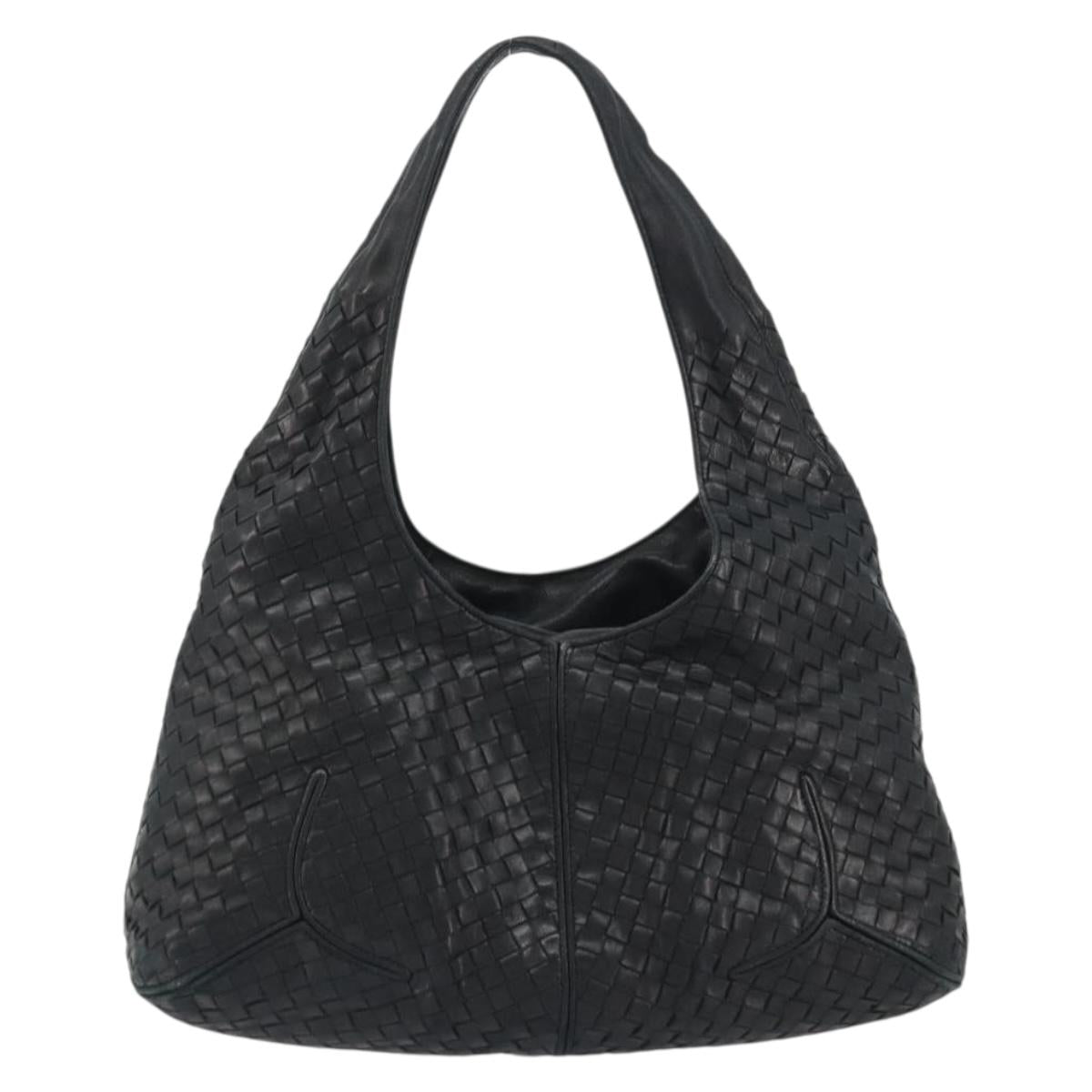 BOTTEGA VENETA INTRECCIATO Hobo Shoulder Bag Leather Black 145552 Auth 188067