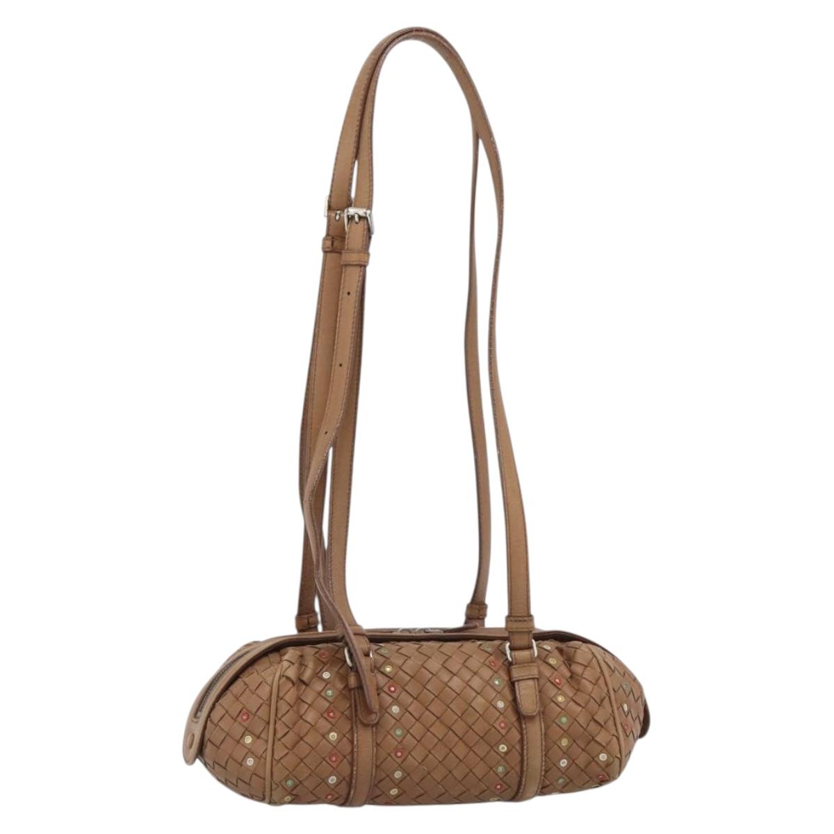 BOTTEGA VENETA INTRECCIATO Shoulder Bag Leather Brown Auth 188068A