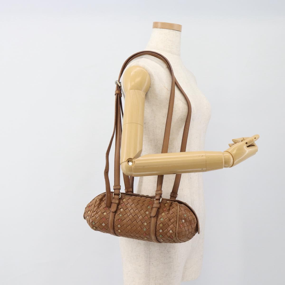 BOTTEGA VENETA INTRECCIATO Shoulder Bag Leather Brown Auth 188068A