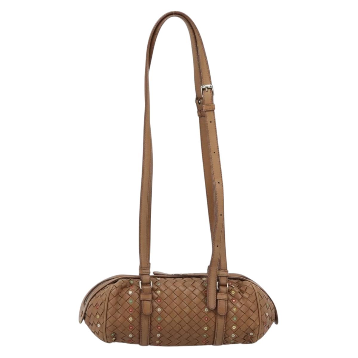 BOTTEGA VENETA INTRECCIATO Shoulder Bag Leather Brown Auth 188068A