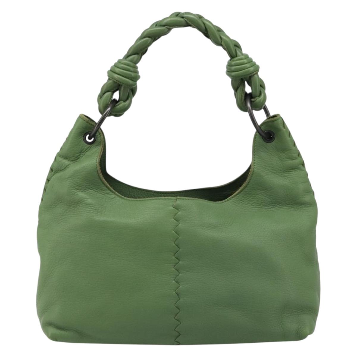 BOTTEGA VENETA INTRECCIATO Hobo Shoulder Bag Leather Green Auth 188069A