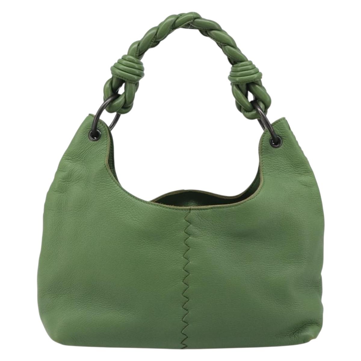 BOTTEGA VENETA INTRECCIATO Hobo Shoulder Bag Leather Green Auth 188069A