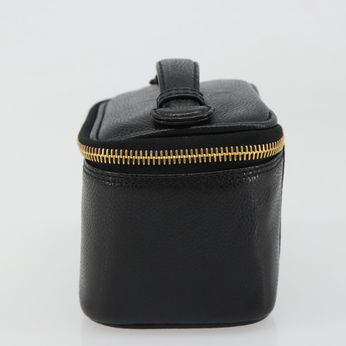 CHANEL COCO Mark Pouch Caviar Skin Black CC Auth 188071A