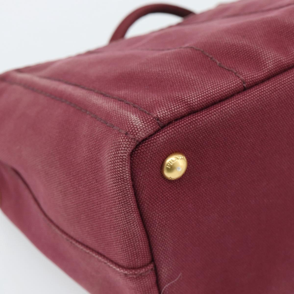 PRADA Canapa PM Hand Bag Canvas Bordeaux Auth 188079