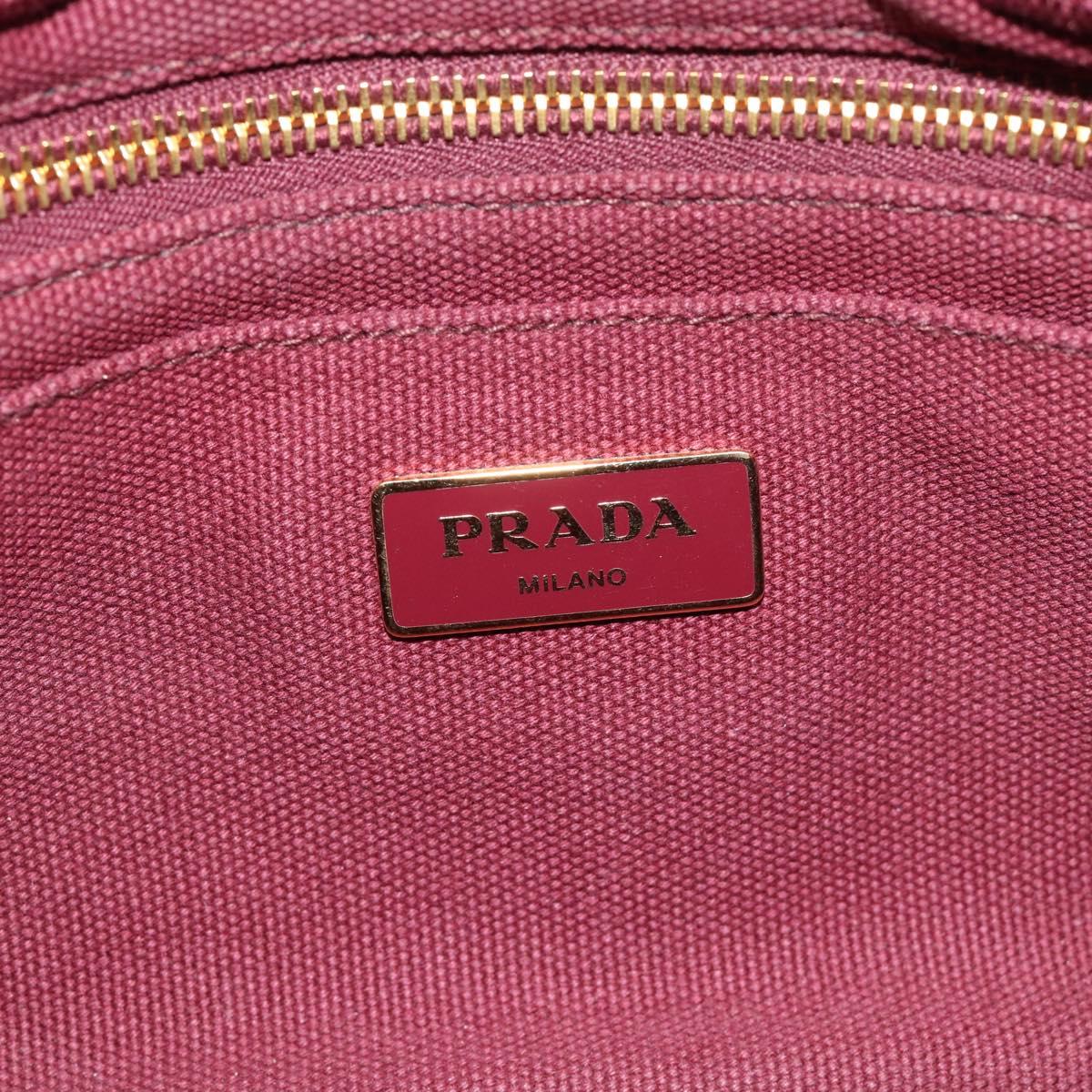 PRADA Canapa PM Hand Bag Canvas Bordeaux Auth 188079