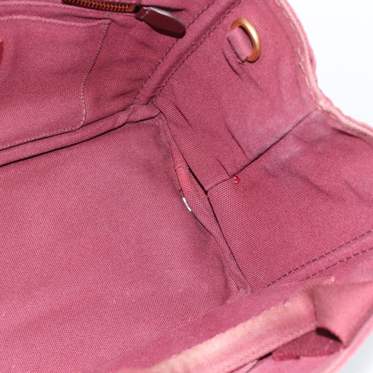 PRADA Canapa PM Hand Bag Canvas Bordeaux Auth 188079