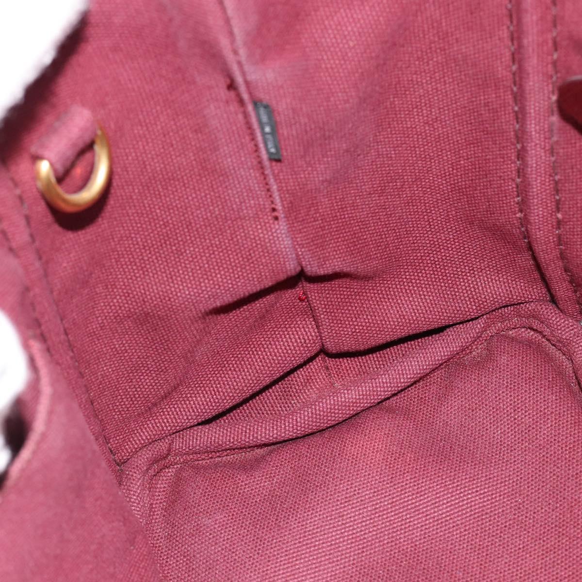 PRADA Canapa PM Hand Bag Canvas Bordeaux Auth 188079