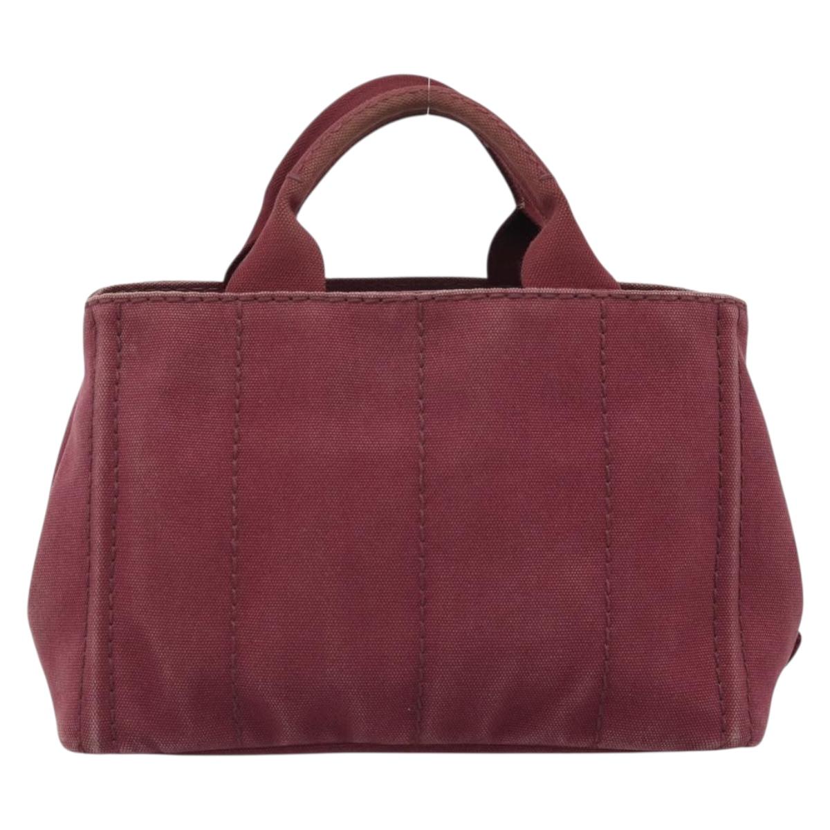 PRADA Canapa PM Hand Bag Canvas Bordeaux Auth 188079