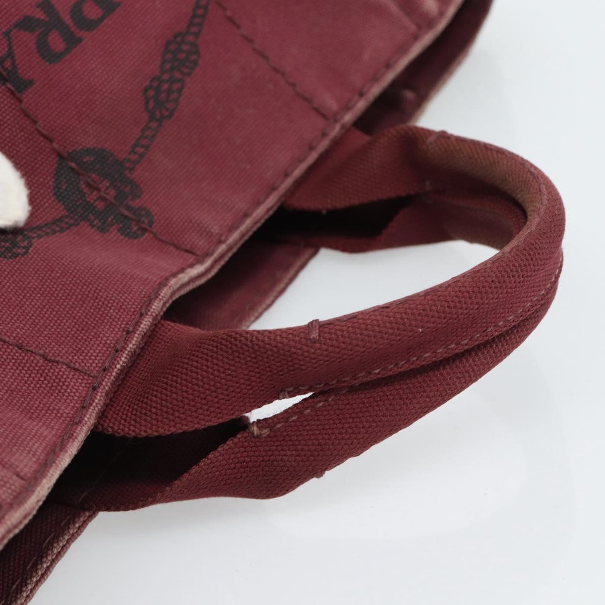 PRADA Canapa PM Hand Bag Canvas Bordeaux Auth 188079