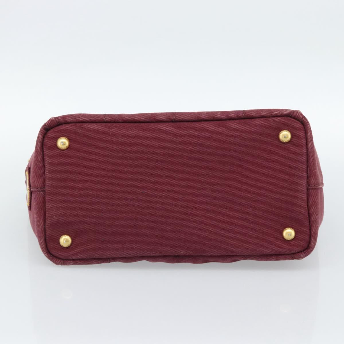 PRADA Canapa PM Hand Bag Canvas Bordeaux Auth 188079
