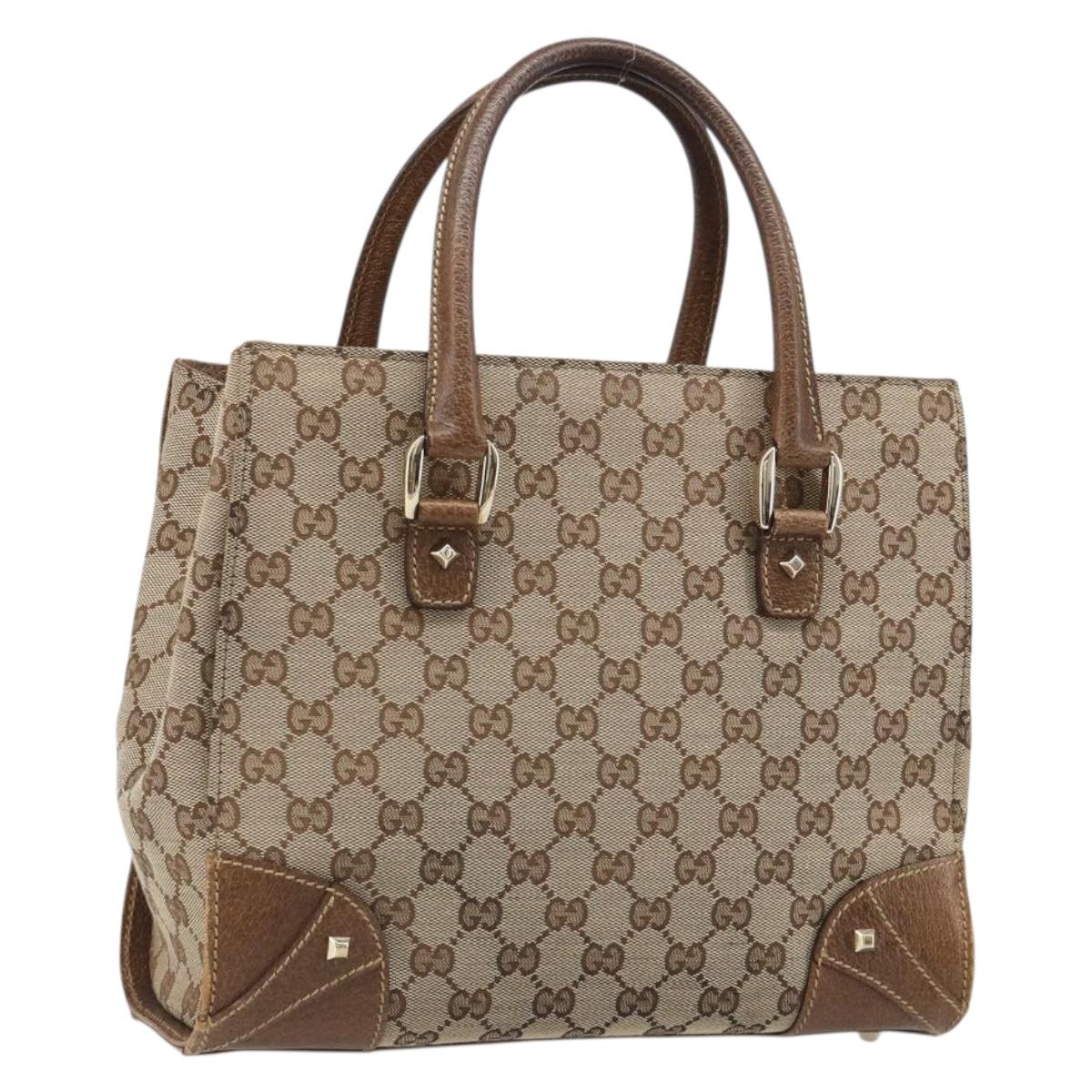 GUCCI GG Canvas Hand Bag Beige 120895 Auth 188081A