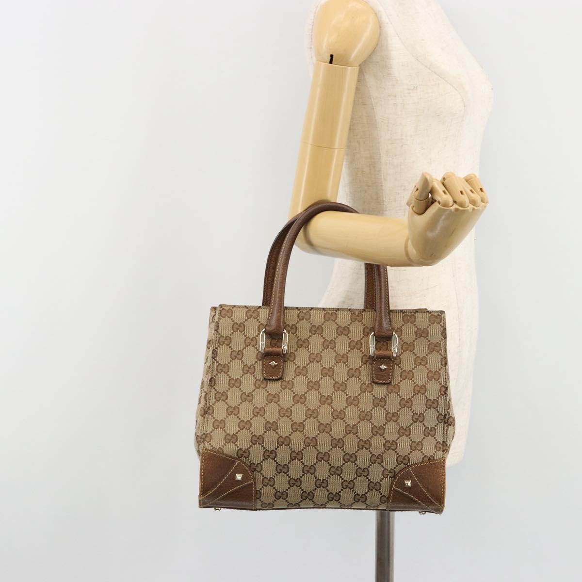 GUCCI GG Canvas Hand Bag Beige 120895 Auth 188081A