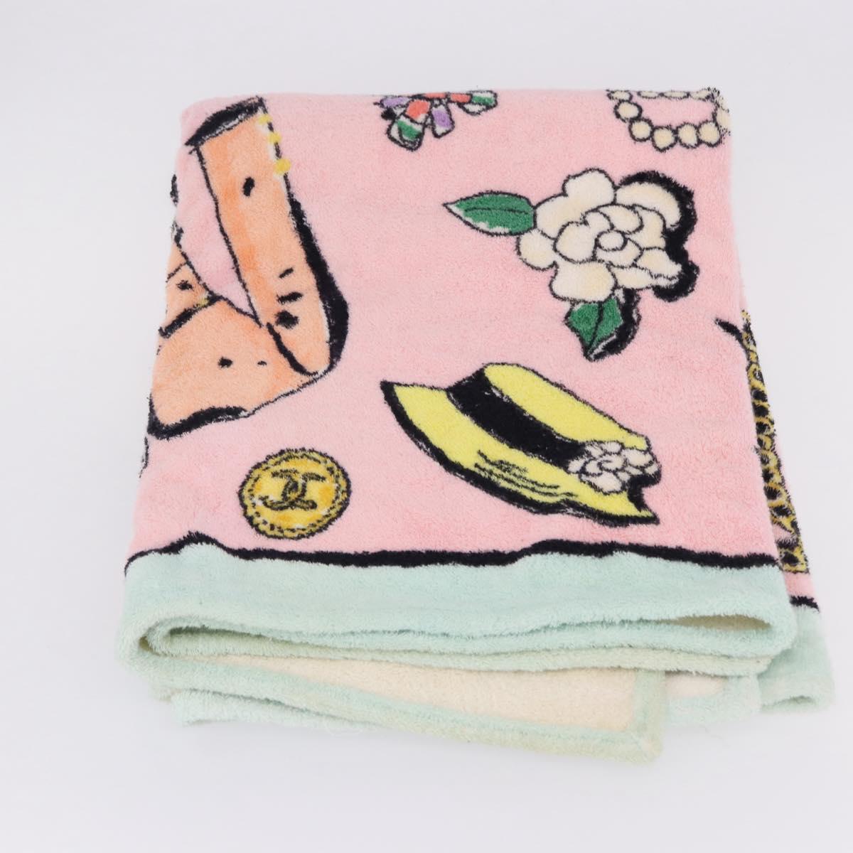 CHANEL Beach Towel Cotton Multicolor CC Auth 188084